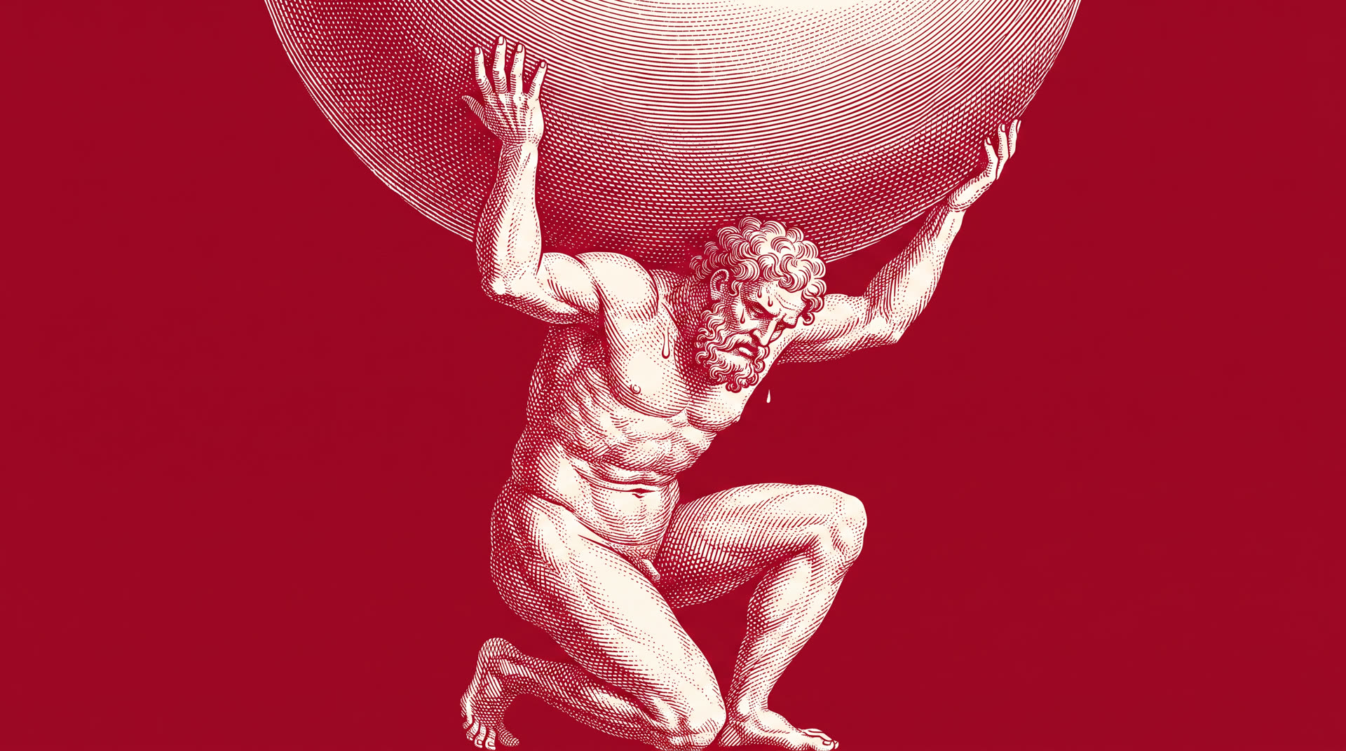 Atlas straining beneath an enormous sphere
